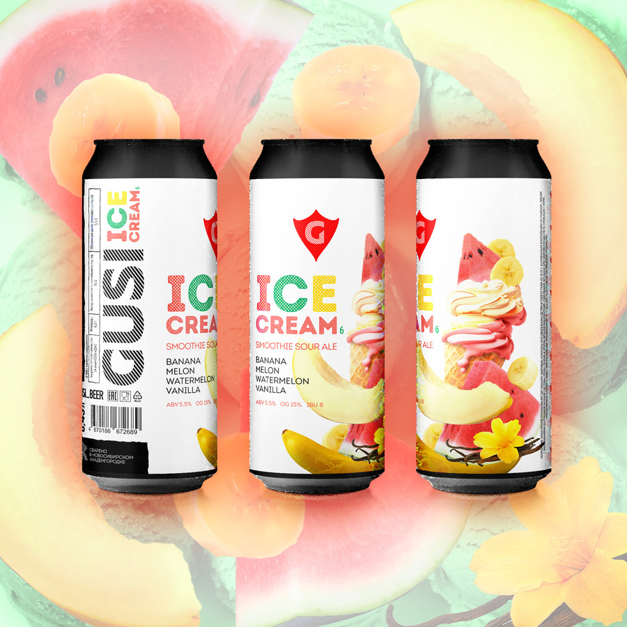Gusi Ice Cream 6 (Смузи саур эль банан,дыня,арбуз,ваниль)